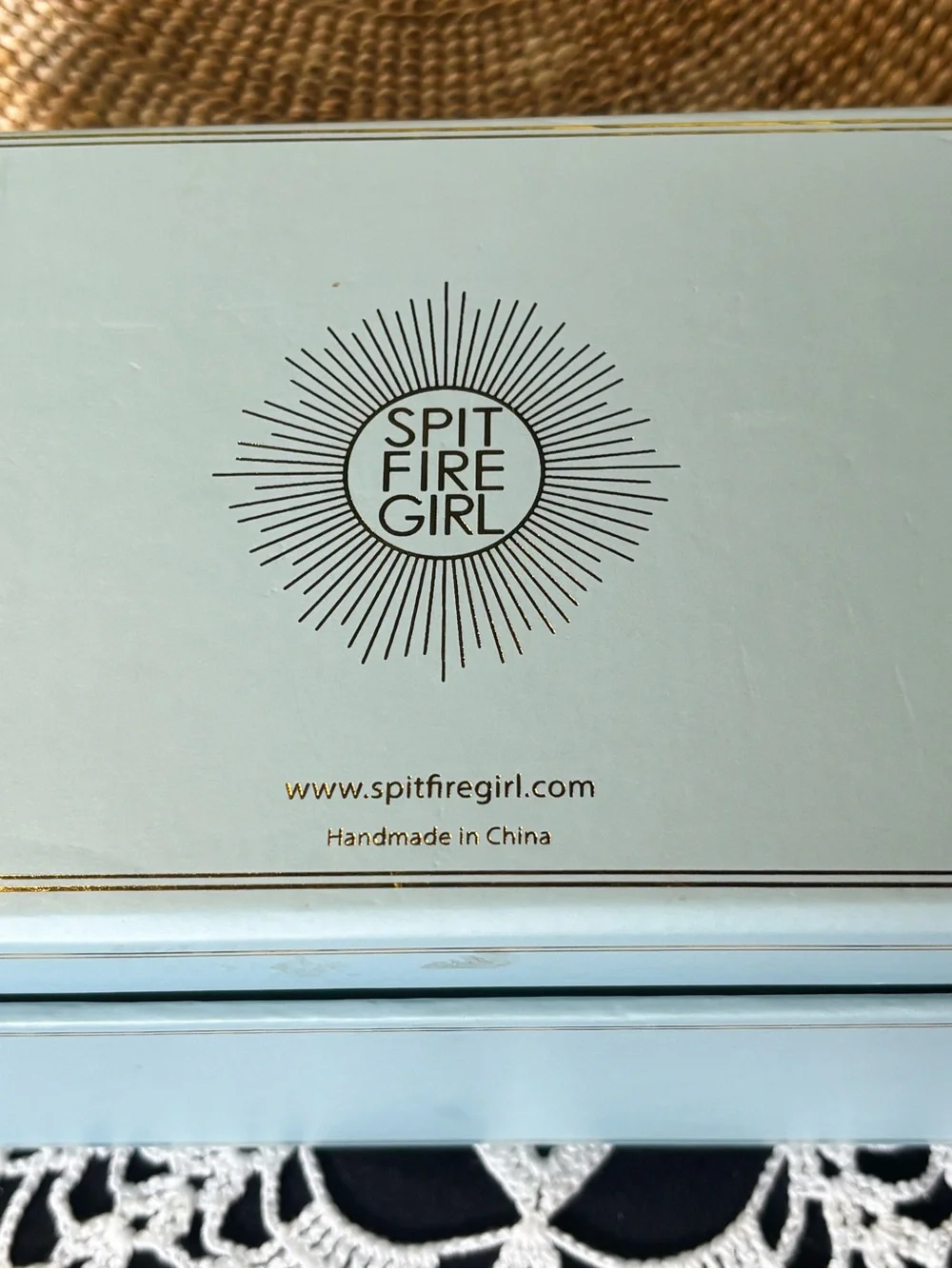 Spitfire Girl Wysper Ceramic Box 24K Gold Art Deco Faces Jewelry Keepsake Box